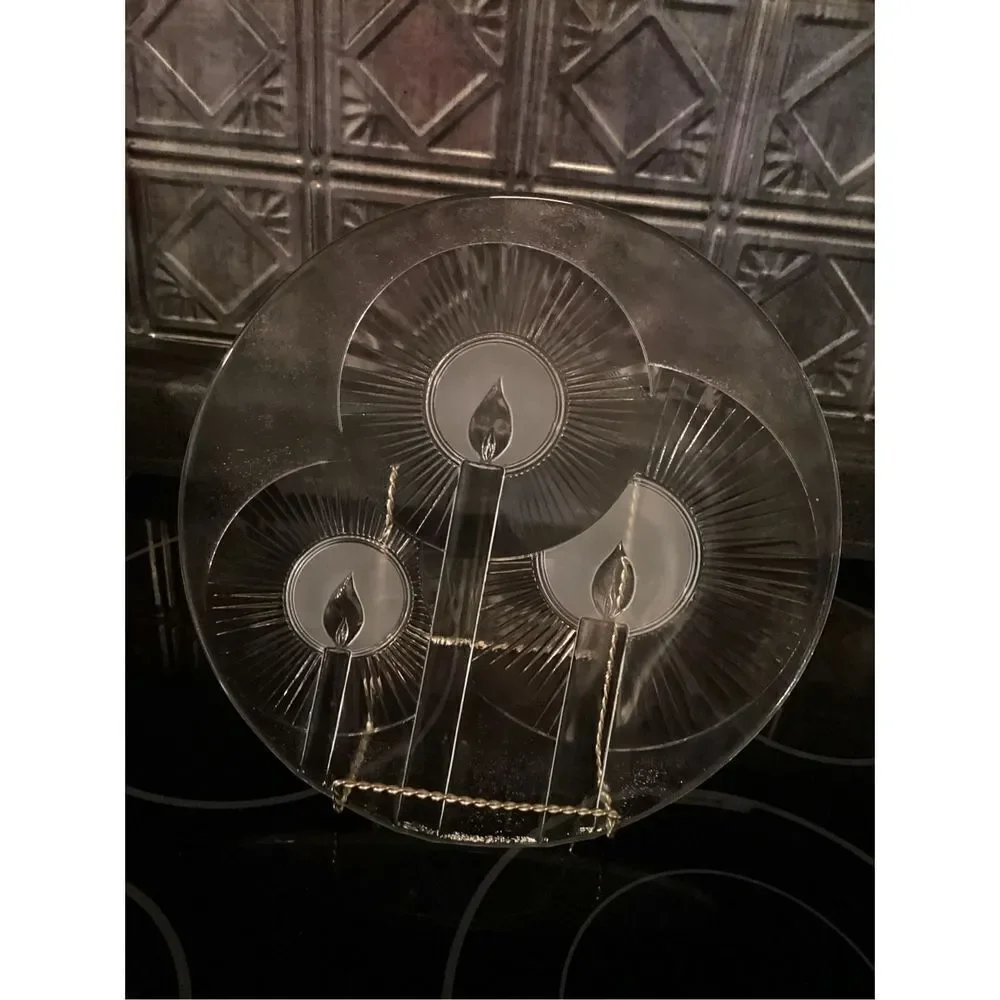 Vintage Glass Holiday Serving Plate